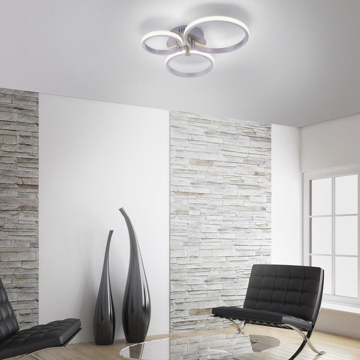 STROPNA LED-SVETILKA  Johanna //3000 K/230 V/ - srebrne barve, Design, kovina (49/40/8,5cm)