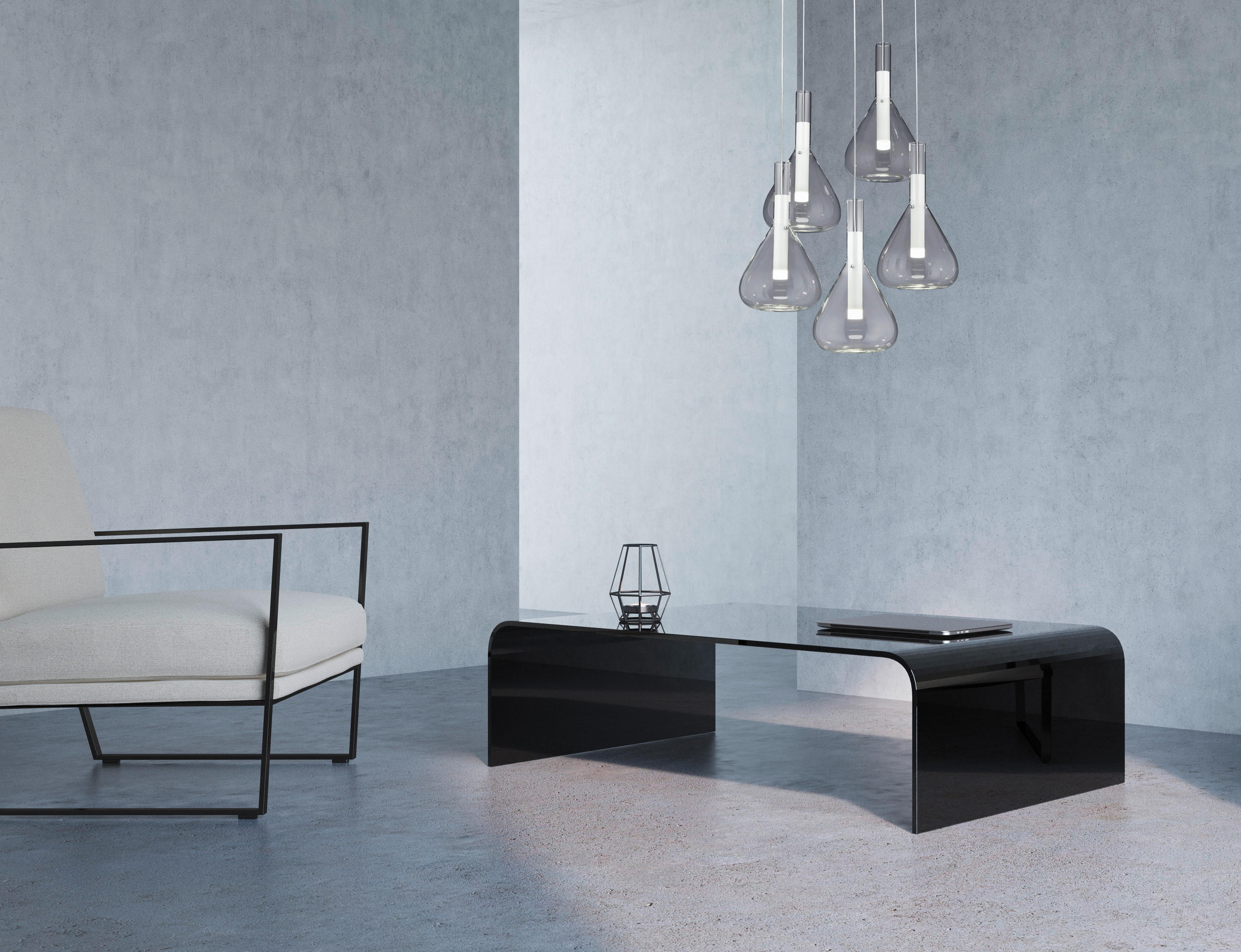 ZÁVĚSNÉ LED SVÍTIDLO, 55/200 cm  - bílá/průhledné, Design, kov/sklo (55/200cm) - Cinque