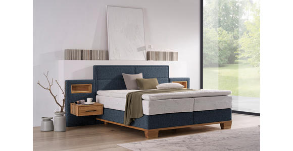 BOXSPRINGBETT 160/200 cm in Eichefarben, Dunkelblau - Eichefarben/Dunkelblau, Natur, Holz/Textil (160/200cm) - Valnatura