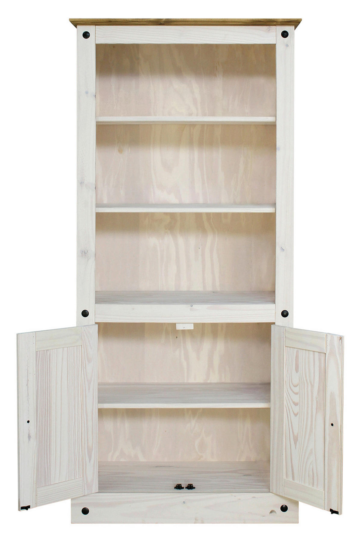 AKTENREGAL Kiefer massiv Weiß  - Schwarz/Weiß, Natur, Holz/Metall (81/177/38cm) - Livetastic