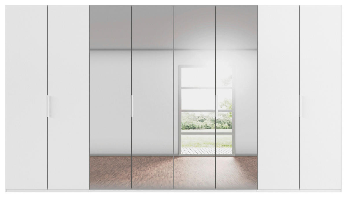 DREHTÜRENSCHRANK 400/235/61 cm,  in Weiß, 8-türig  - Weiß, Basics, Glas/Holzwerkstoff (400/235/61cm) - Novel