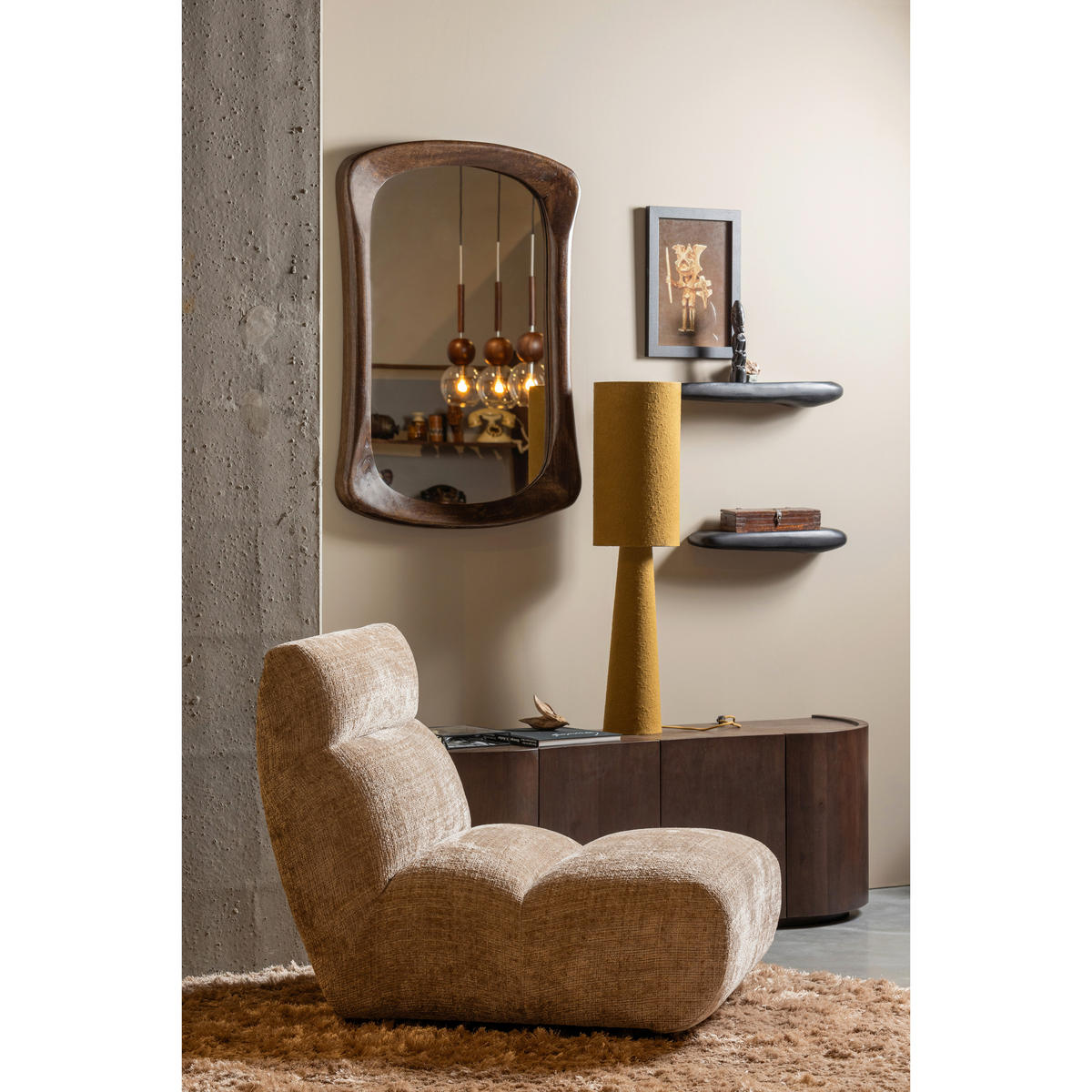 TISCHLEUCHTE Loft 22/90/22 cm  - Gelb/Braun, Basics, Textil (22/90/22cm) - Collet's Monde