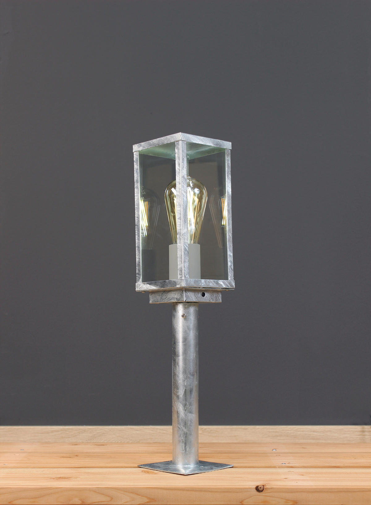 POLLERLEUCHTE Karo   - Klar/Zinkfarben, Design, Glas/Metall (50/11/11cm)