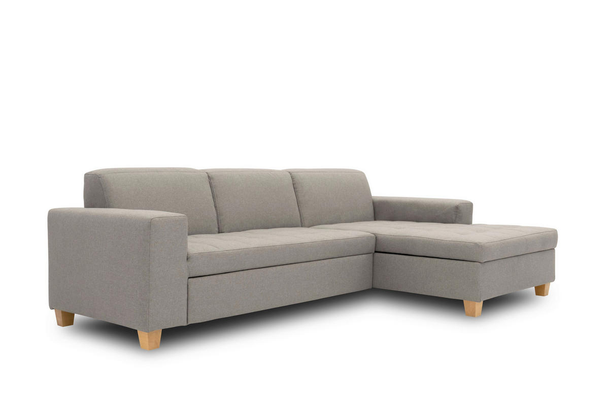 ECKSCHLAFSOFA  SUGAR Silberfarben Webstoff  - Buchefarben/Silberfarben, Basics, Holz/Textil (266/162cm) - MID.YOU