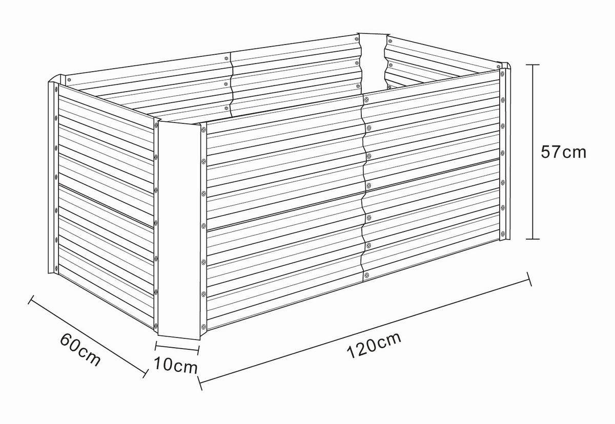HOCHBEET - Silberfarben, Modern, Metall (120/57/60cm)