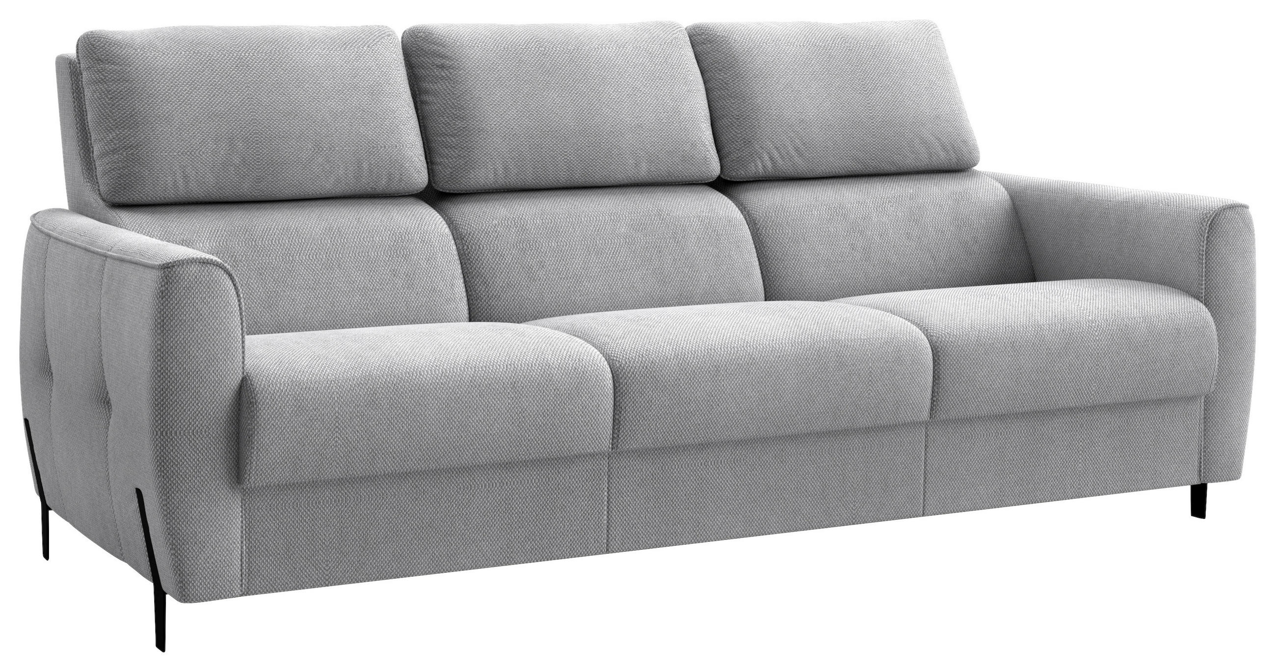 3-SITZER-SOFA Plüsch Grau  - Schwarz/Grau, Design, Textil/Metall (209/91/101cm) - Stylife