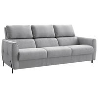 3-SITZER-SOFA Plüsch Grau  - Schwarz/Grau, Design, Textil/Metall (209/91/101cm) - Stylife