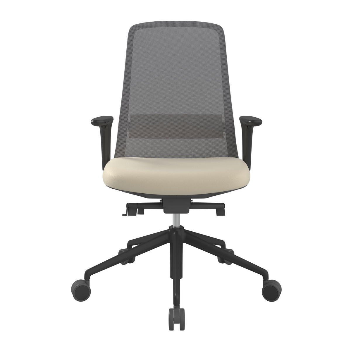 DREHSTUHL Grau, Schwarz, Beige  - Beige/Schwarz, MODERN, Leder/Kunststoff (70/103-115/70cm)