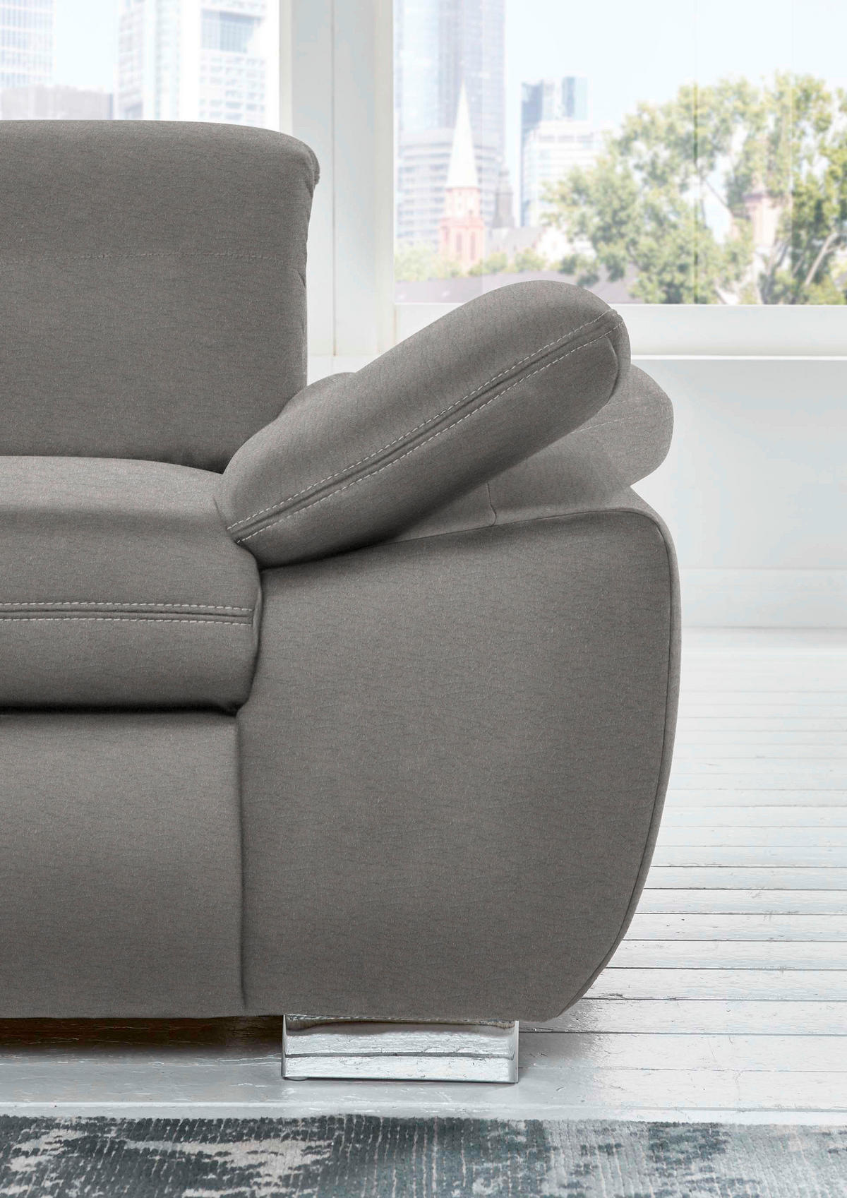ECKSOFA in Mikrofaser Hellgrau  - Silberfarben/Hellgrau, Design, Textil/Metall (260/320cm) - Beldomo Speed