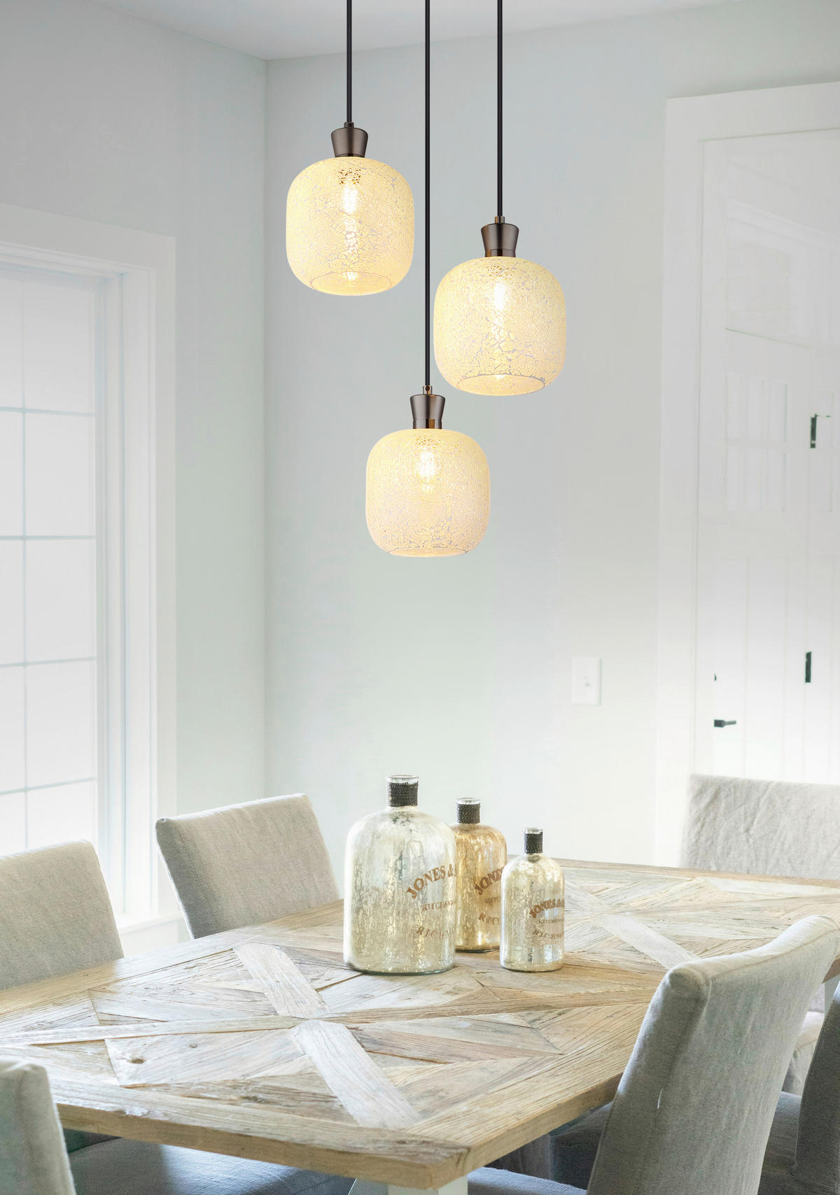 HÄNGELEUCHTE 30/120 cm  - Klar/Schwarzchrom, Design, Glas/Kunststoff (30/120cm) - Globo