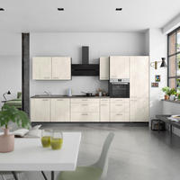 KÜCHENBLOCK Riva 360 cm  in Weiß, Schieferfarben  - Schieferfarben/Edelstahlfarben, MODERN, Holzwerkstoff/Metall (360cm) - Nobilia