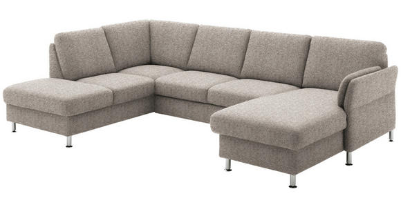 WOHNLANDSCHAFT in Flachgewebe Graubraun - Chromfarben/Graubraun, KONVENTIONELL, Textil/Metall (200/305/168cm) - Voleo