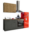 KÜCHENLEERBLOCK 160 cm   in Anthrazit, Eichefarben  - Eichefarben/Anthrazit, KONVENTIONELL, Holzwerkstoff/Kunststoff (160cm) - Xora