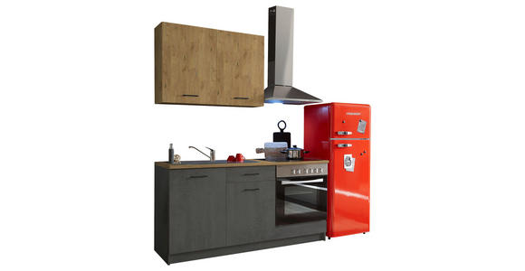 KÜCHENLEERBLOCK 160 cm in Anthrazit, Eichefarben - Eichefarben/Anthrazit, KONVENTIONELL, Holzwerkstoff/Kunststoff (160cm) - Xora