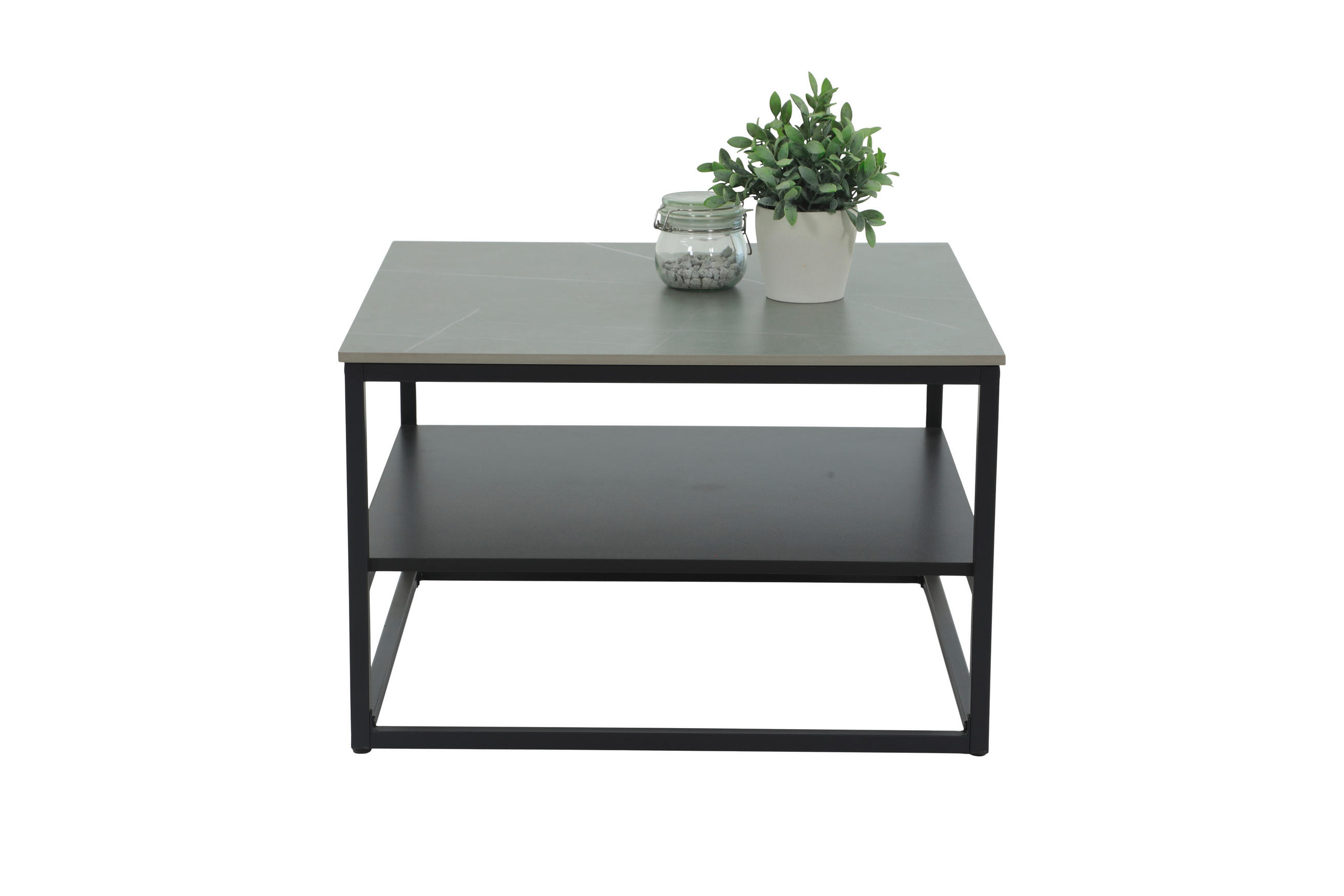 COUCHTISCHSET 70/70/45 cm quadratisch  - Schwarz, Design, Stein/Metall (70/70/45cm) - Livetastic