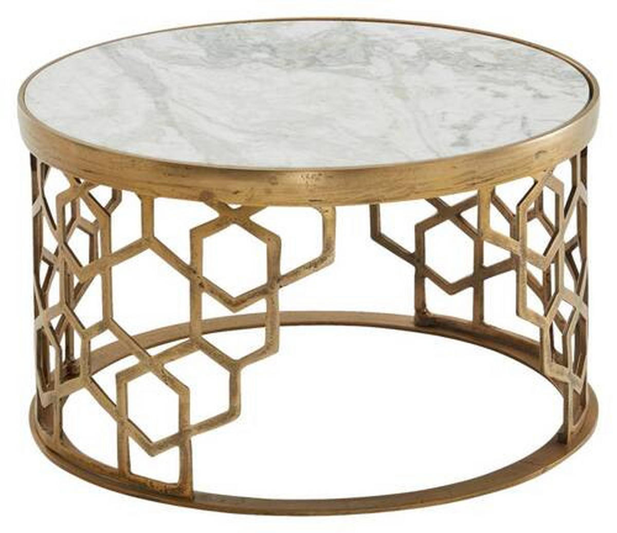 COUCHTISCH 60/60/36 cm rund Goldfarben  - Goldfarben, Design, Stein/Metall (60/60/36cm) - MID.YOU