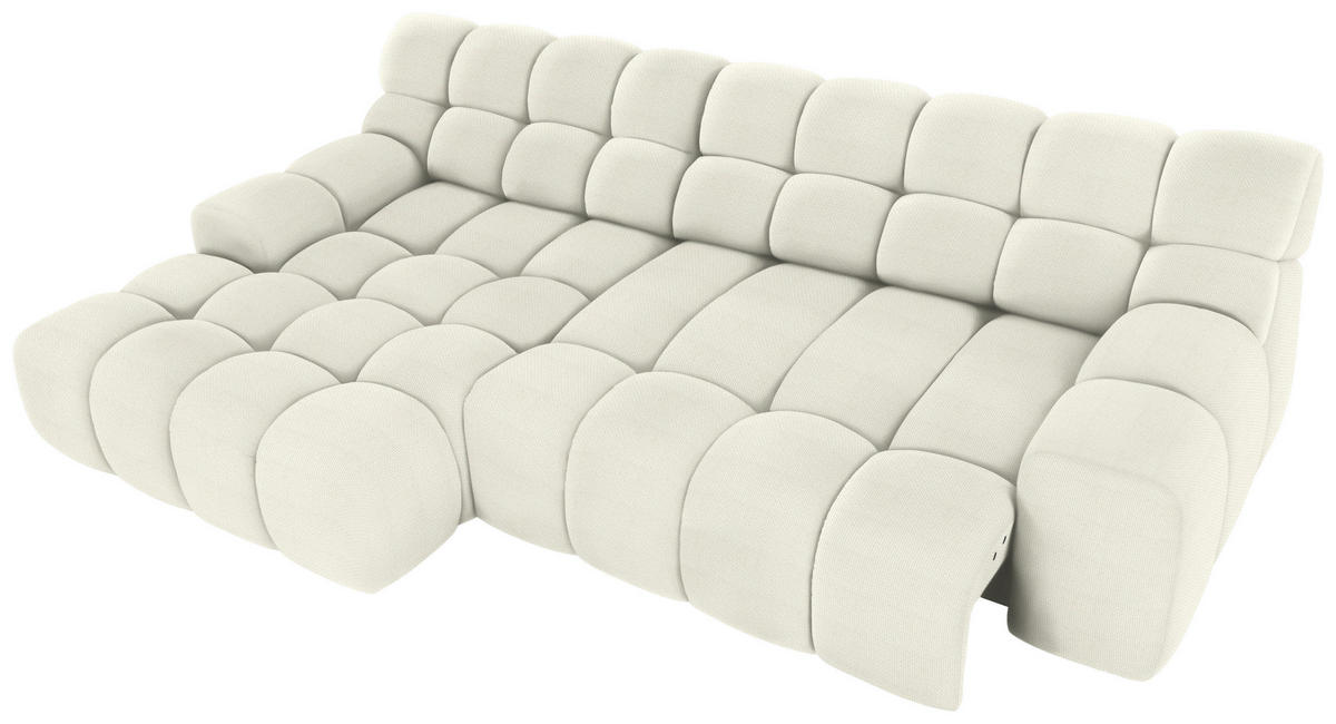 Ecksofa inkl. Funktion Ecru Webstoff  - Ecru/Schwarz, MODERN, Kunststoff/Textil (180/297cm) - Welnova