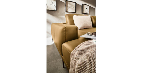ECKSOFA  in Echtleder Senfgelb  201/304 cm  - Senfgelb/Schwarz, Design, Leder/Metall (201/304cm) - Belluti