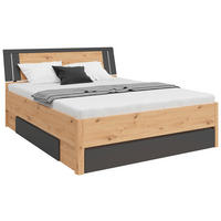 STAURAUMBETT 160/200 cm  in Graphitfarben, Eiche Artisan  - Graphitfarben/Eiche Artisan, KONVENTIONELL, Holzwerkstoff (160/200cm)