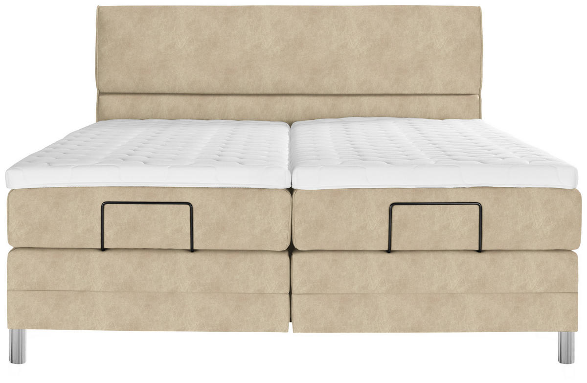 BOXSPRINGBETT 180/200 cm  in Beige  - Chromfarben/Beige, Konventionell, Kunststoff/Textil (180/200cm) - Voleo