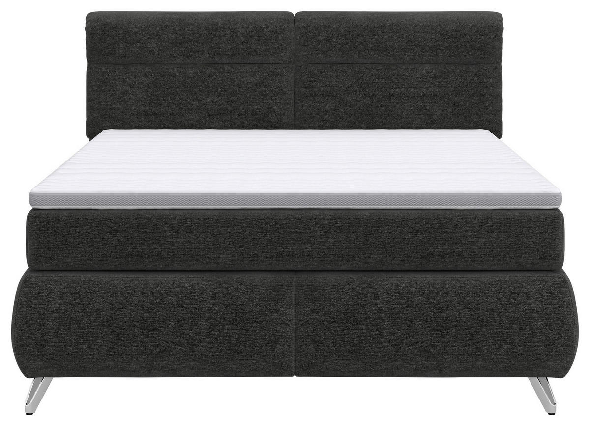 BOXSPRING-ÁGY 180/200 cm  antracit  - króm/antracit, Basics, faalapú anyag/textil (180/200cm) - Carryhome