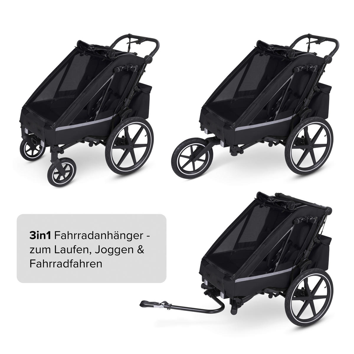 FAHRRADANHÄNGER   Tour  - Schwarz, Basics, Textil (109/80.5/75-111cm) - ABC Design