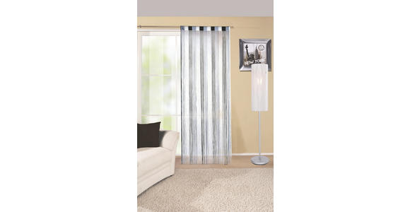 Fadenvorhang Stangendurchzug Rita B: 90cm Grau/Schwarz/Weiß - Multicolor/Schwarz, KONVENTIONELL, Textil (90/245cm) - Luca Bessoni