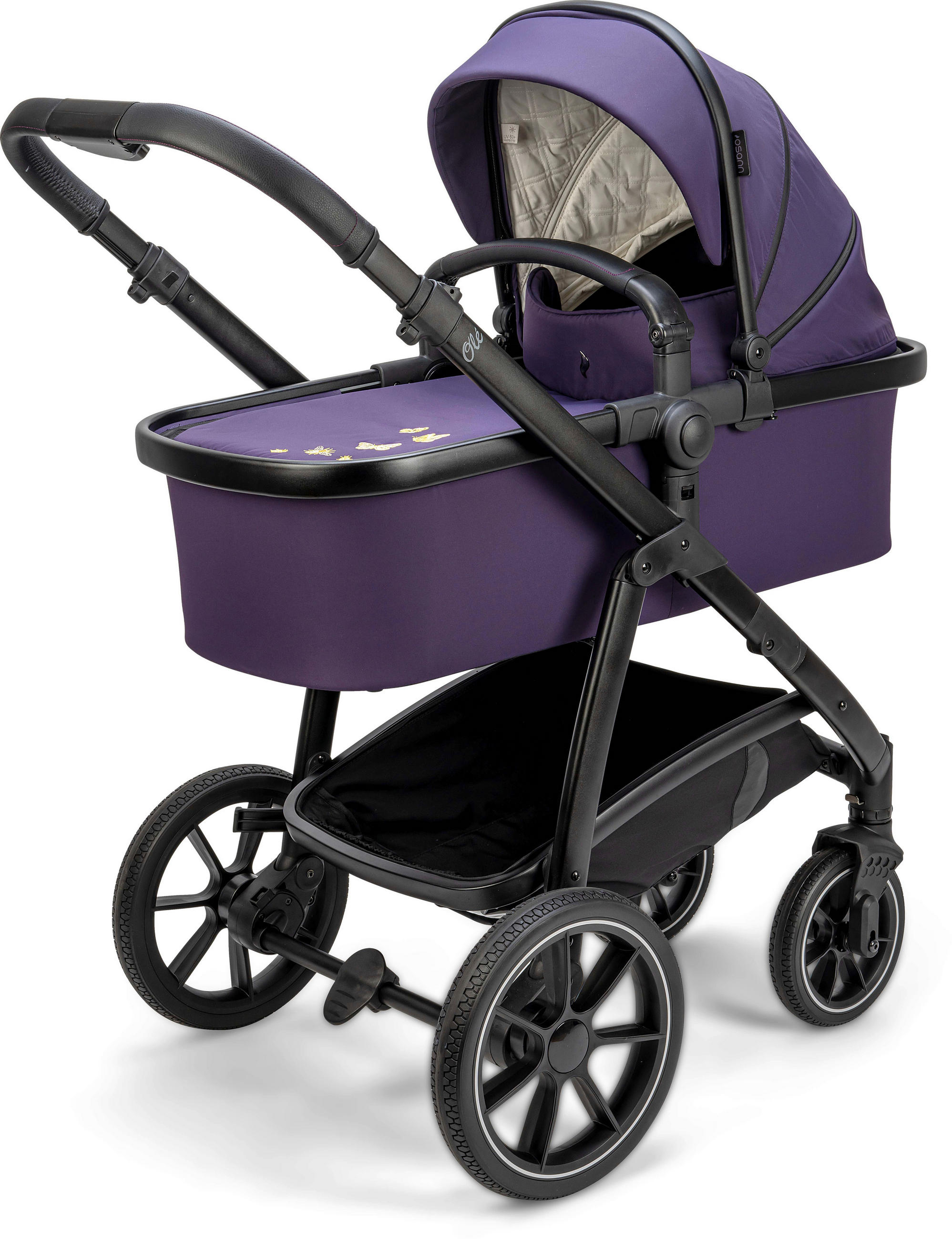 KINDERWAGENSET Ole Blackberry  - Dunkelgrau/Anthrazit, Basics, Textil/Metall (107cm) - Osann