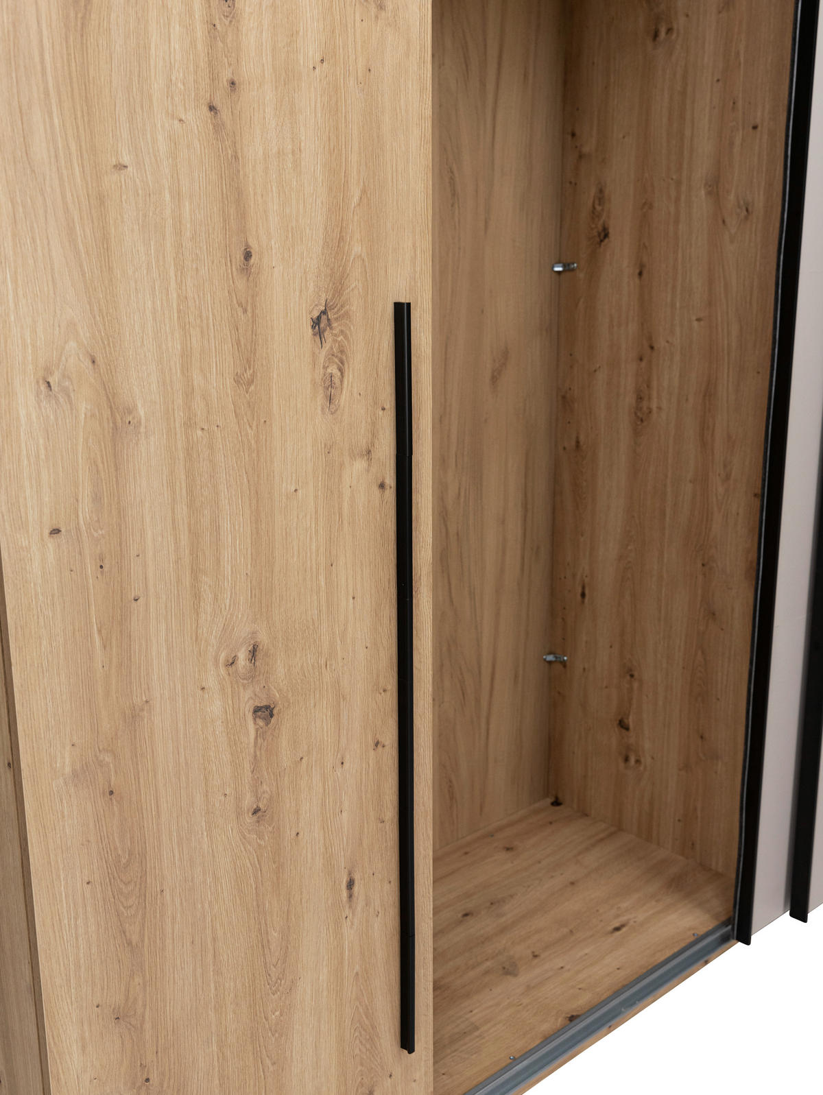 DREHTÜRENSCHRANK 4-türig Kaschmir, Eiche Artisan  - Kaschmir/Schwarz, KONVENTIONELL, Holzwerkstoff/Metall (315/225/61cm) - Boxxx