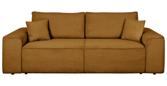 SCHLAFSOFA  mit Rücken echt, Armteil links, Armteil rechts Cord Senfgelb  - Senfgelb/Schwarz, Design, Kunststoff/Textil (261/95/108cm) - Xora