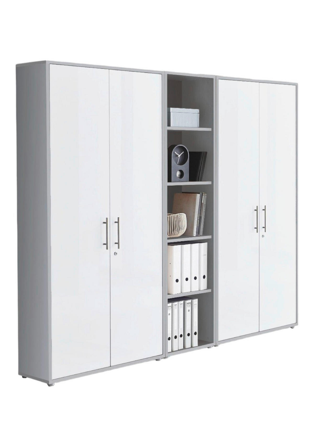 AKTENSCHRANK Grau, Weiß  - Weiß/Grau, MODERN, Holzwerkstoff (212,9/185,6/33cm) - MID.YOU