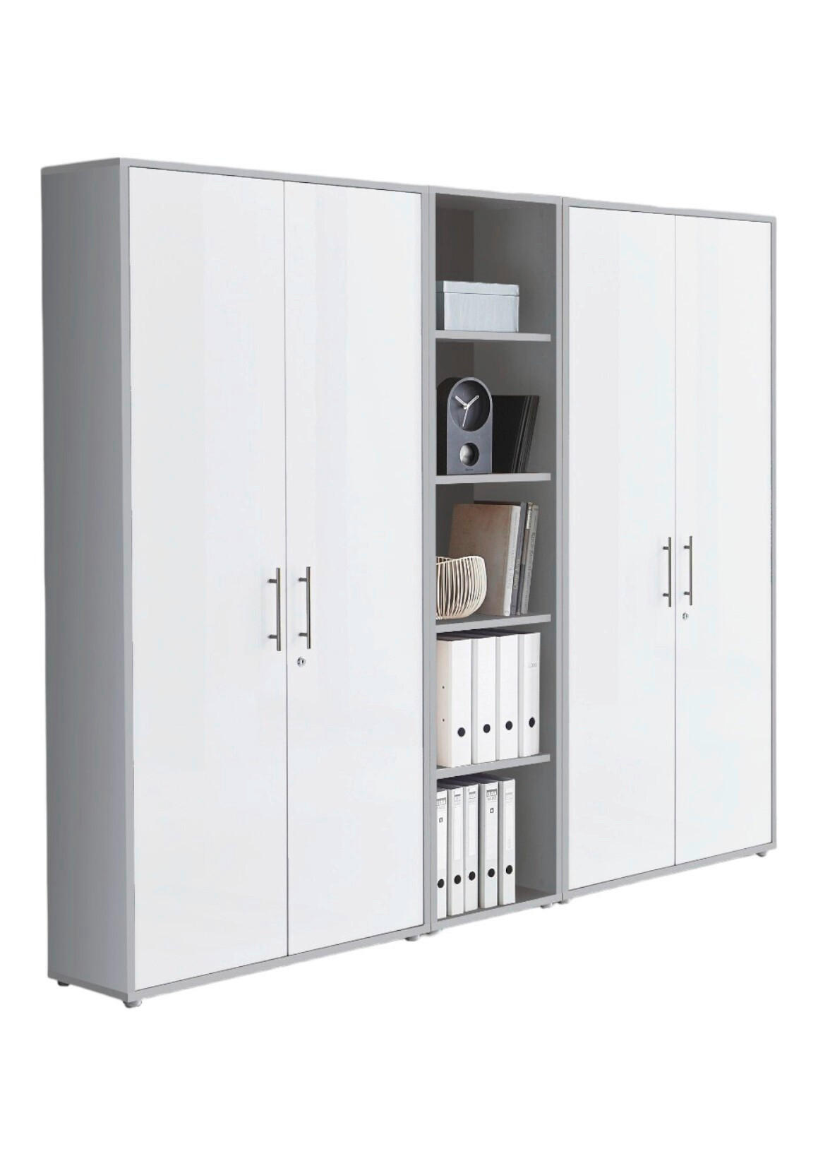 Mid.you Aktenschrank Office Edition - SW Set 10 Grau, Weiß 212.9x185.6x33 cm