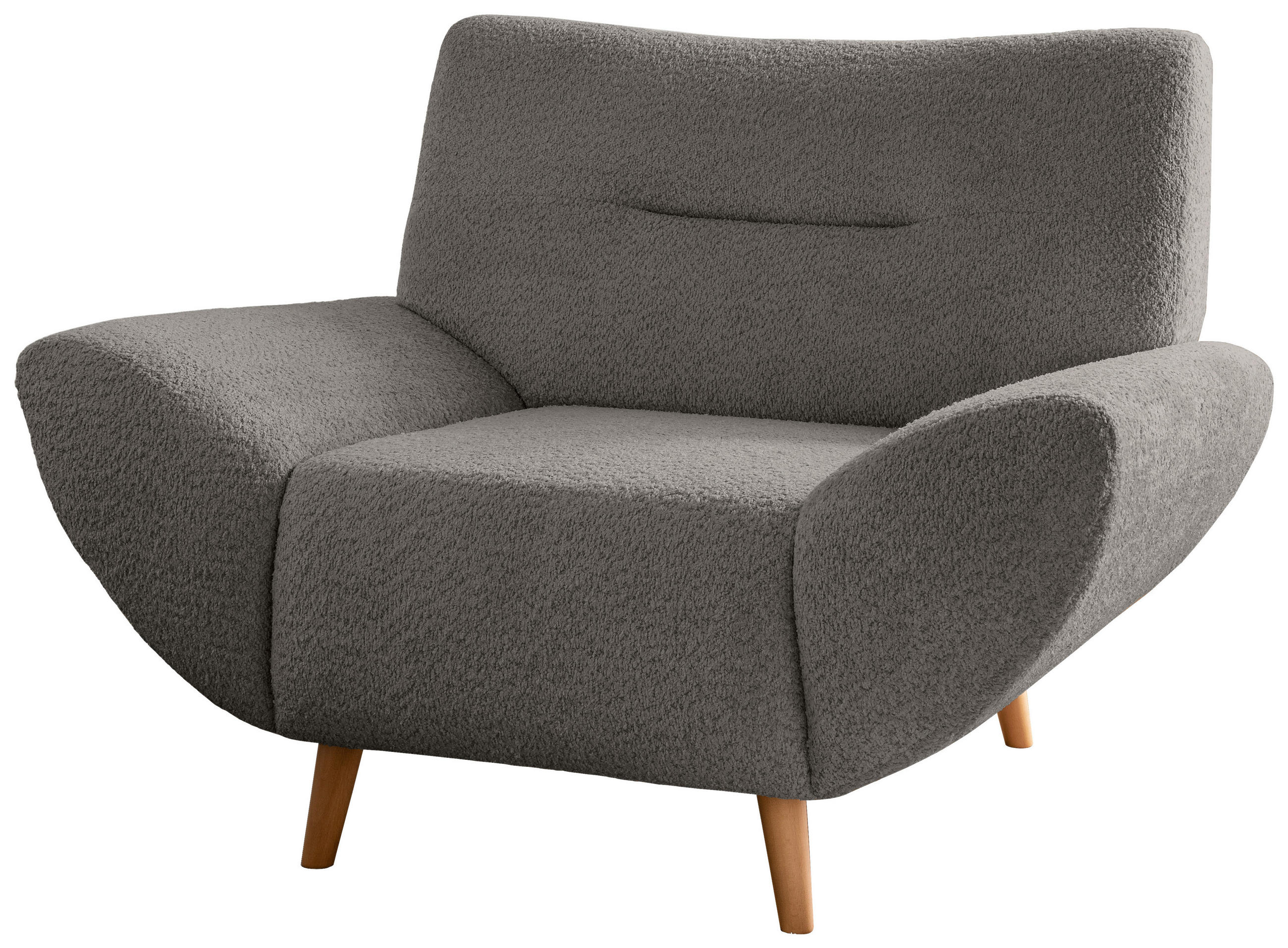 SESSEL in Bouclé Anthrazit  - Wildeiche/Anthrazit, KONVENTIONELL, Holz/Textil (111/81/90cm) - MID.YOU