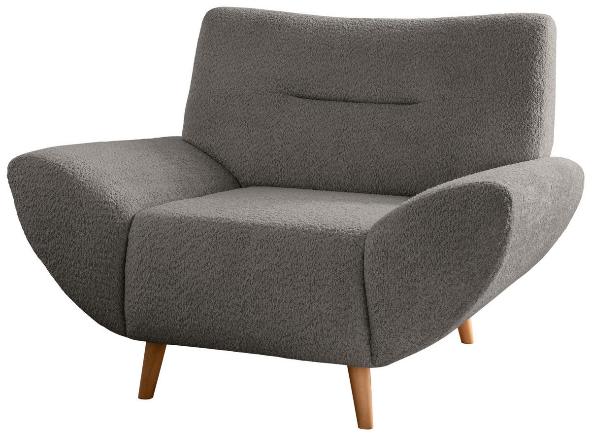 SESSEL in Bouclé Anthrazit  - chêne sauvage/anthracite, Konventionell, textile/bois (111/81/90cm) - MID.YOU