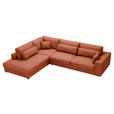 ECKSOFA in Cord Terracotta  - Terracotta/Schwarz, KONVENTIONELL, Kunststoff/Textil (250/314cm) - Carryhome