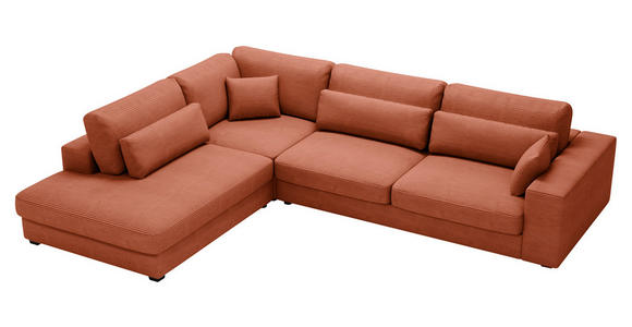 ECKSOFA in Cord Terracotta  - Terracotta/Schwarz, KONVENTIONELL, Kunststoff/Textil (250/314cm) - Carryhome