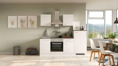 KÜCHENBLOCK 220,5 cm in Weiß - Graubraun/Alufarben, MODERN, Holzwerkstoff/Kunststoff (220,5cm) - FlexWell