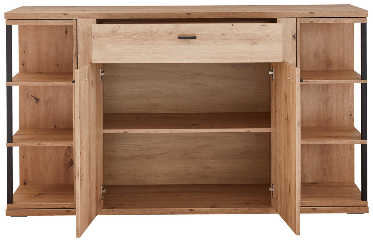 SIDEBOARD Eiche Artisan  160,1/90,7/40,2 cm  - Schwarz/Eiche Artisan, Konventionell, Holzwerkstoff/Kunststoff (160,1/90,7/40,2cm) - Cantus