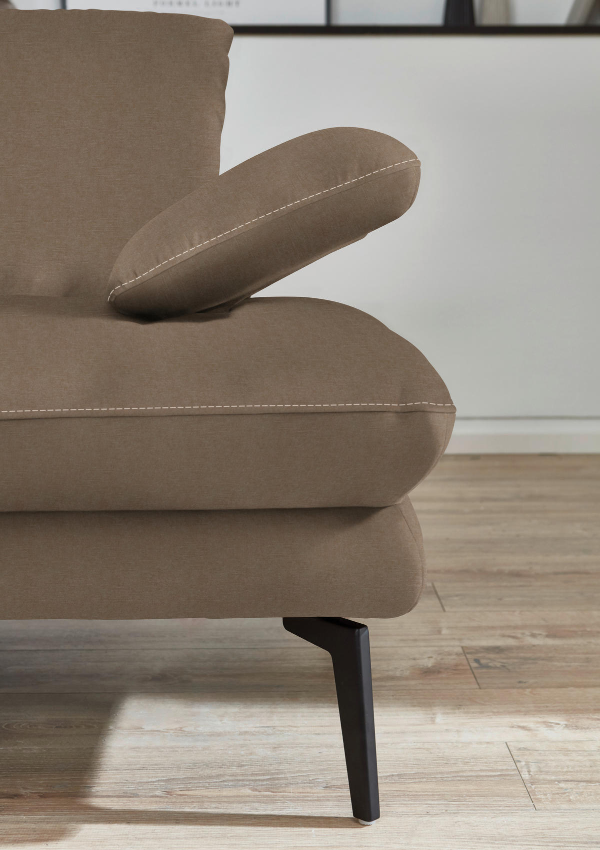 3-SITZER-SOFA Dieter Knoll in Velours Hellbraun  - Hellbraun/Beige, Design, Textil/Metall (222/89/104cm) - Dieter Knoll