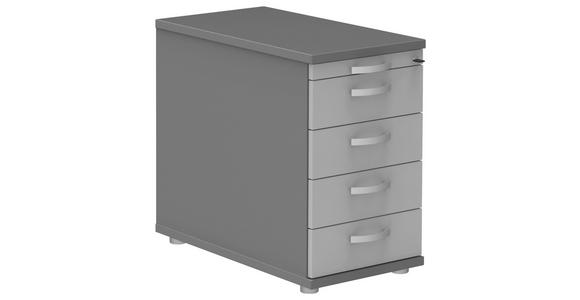 ANSTELLCONTAINER Anthrazit, Alufarben, Hellgrau - Anthrazit/Hellgrau, KONVENTIONELL, Holzwerkstoff/Metall (43/72-80/80cm) - Moderano