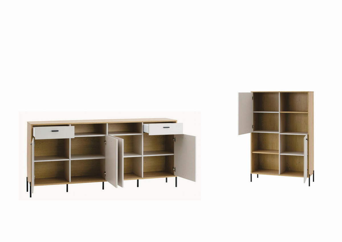 WOHNWAND 2-teilig  in Eichefarben, Kaschmir     - Kaschmir/Eichefarben, Design, Holzwerkstoff/Metall - MID.YOU