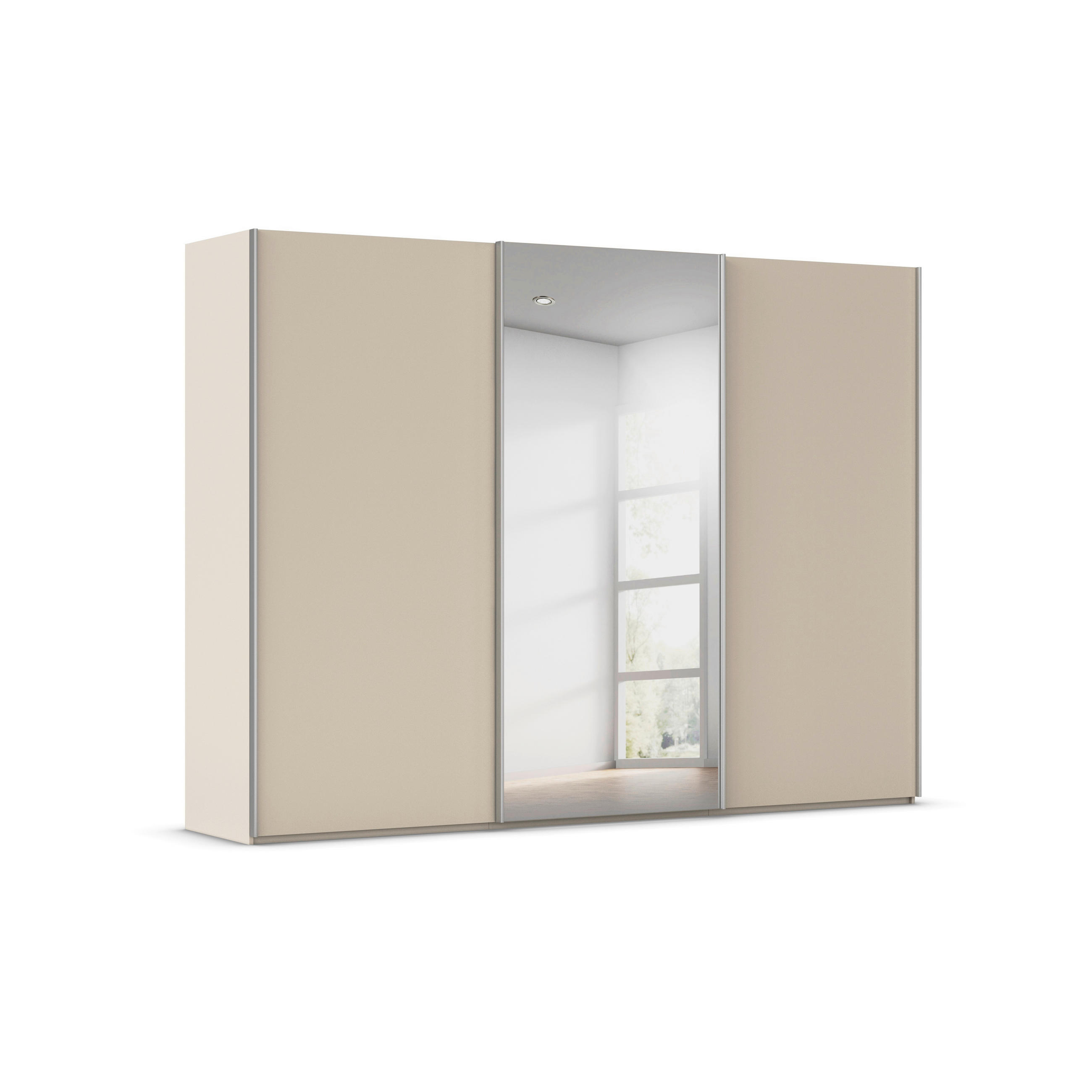 SCHWEBETÜRENSCHRANK 301/223/69 cm,  in Alufarben, Champagner, 3 Tür(en)  - Champagner/Alufarben, Basics, Glas/Holzwerkstoff (301/223/69cm) - Rauch Möbel