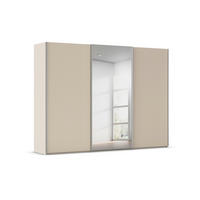 SCHWEBETÜRENSCHRANK 301/223/69 cm,  in Alufarben, Champagner, 3 Tür(en)  - Champagner/Alufarben, Basics, Glas/Holzwerkstoff (301/223/69cm) - Rauch Möbel