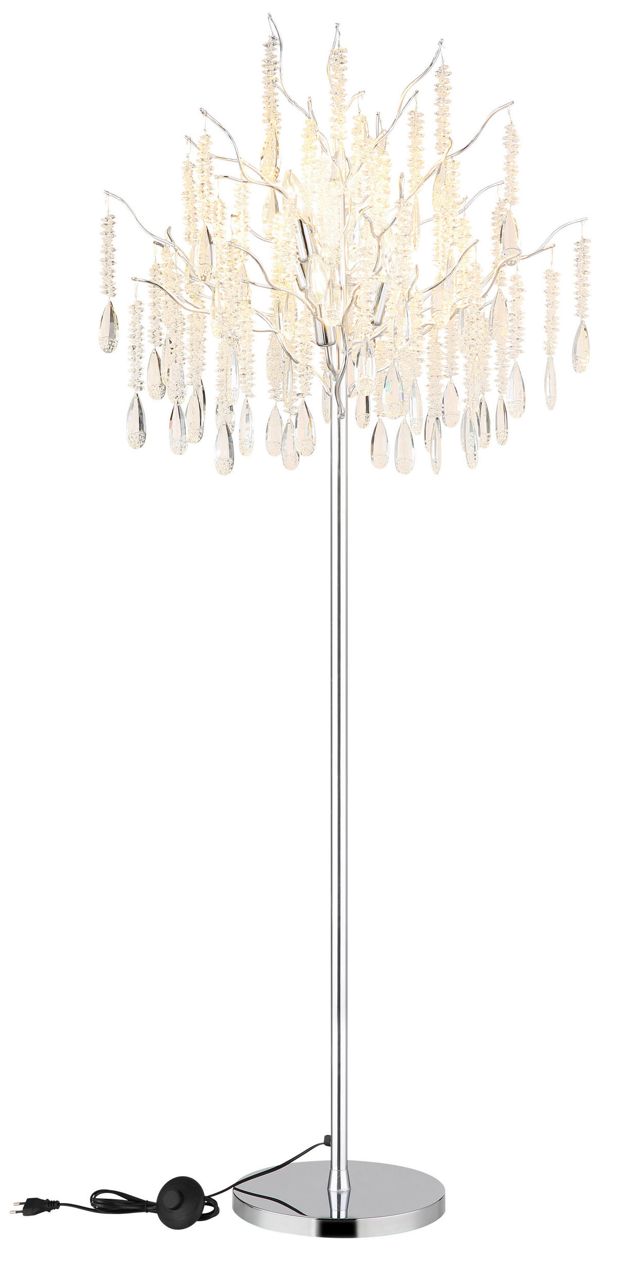 STEHLEUCHTE 55/165 cm    - Klar/Silberfarben, KONVENTIONELL, Glas/Kunststoff (55/165cm) - Globo