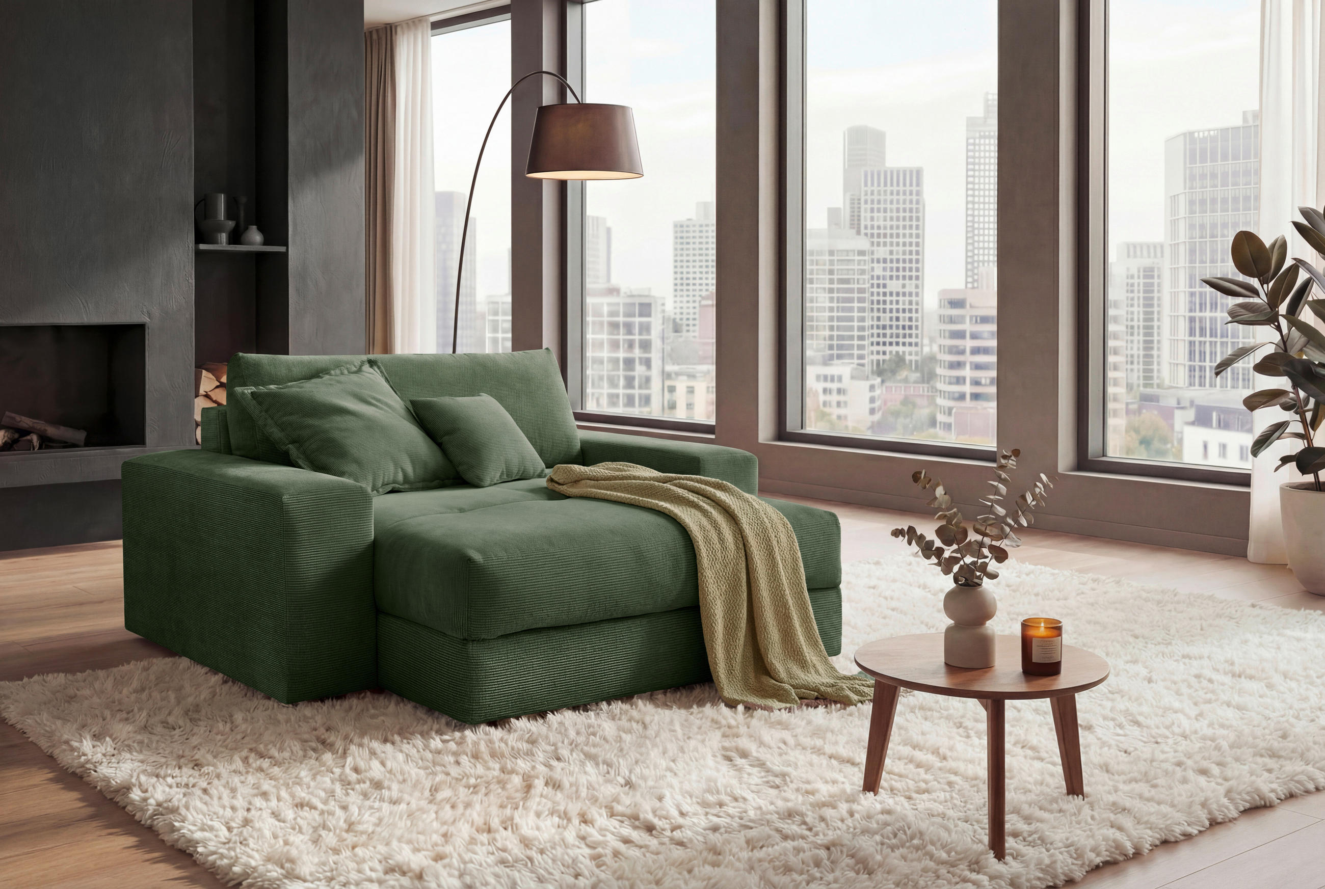 XXL-SESSEL - Schwarz/Grün, MODERN, Textil (180/70/180cm) - Livetastic