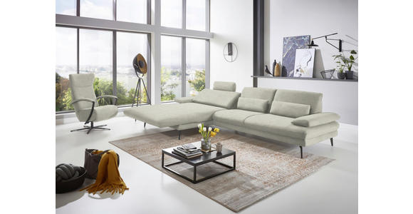ECKSOFA in Velours Ecru 180/310 cm - Ecru/Schwarz, Design, Textil/Metall (180/310cm) - Dieter Knoll