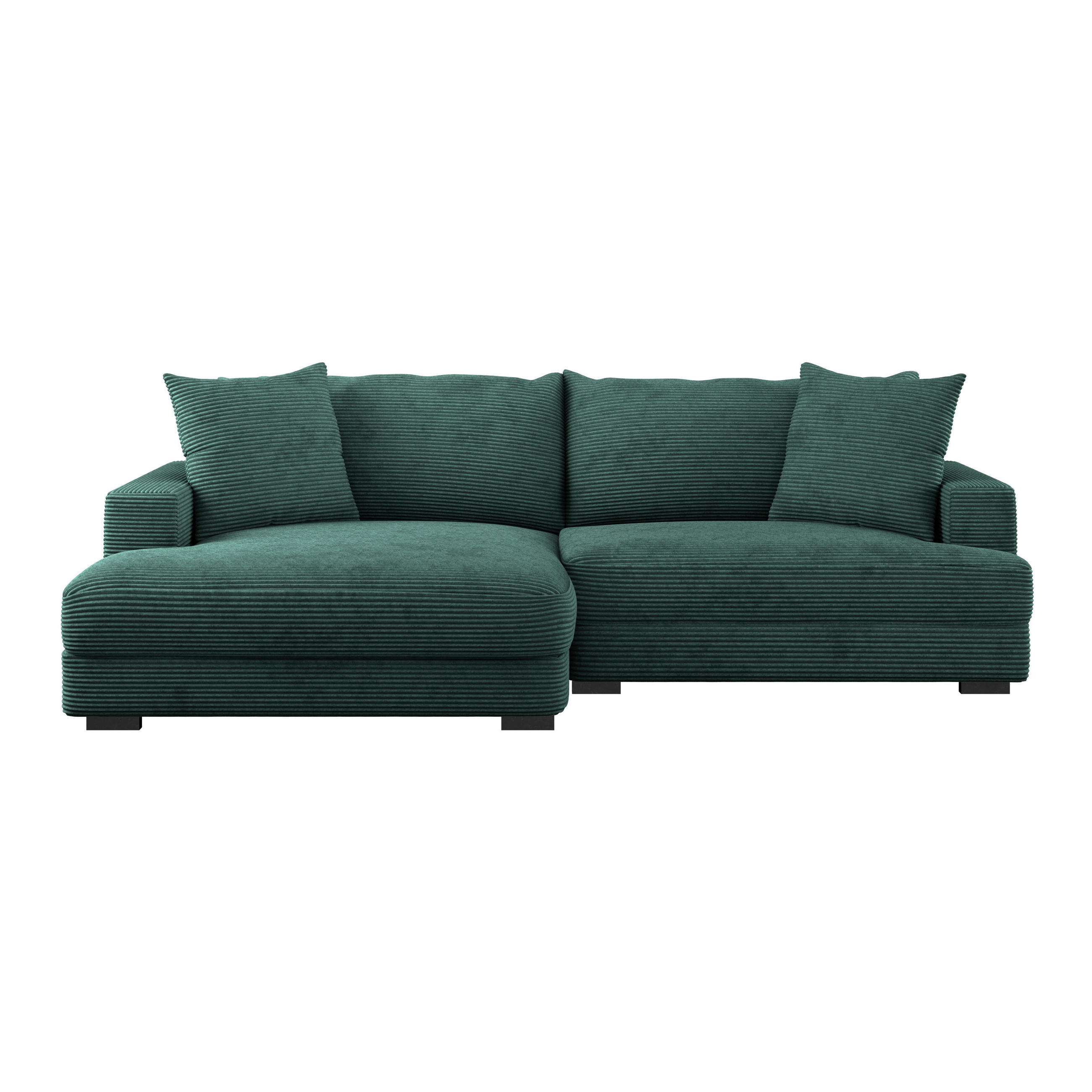 ECKSOFA Dunkelgrün Cord  - Dunkelgrün/Schwarz, MODERN, Textil (180/265cm) - P & B