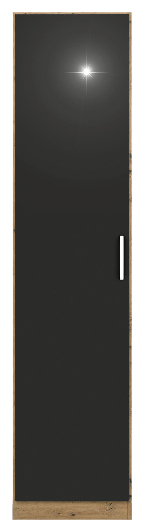 DREHTÜRENSCHRANK  in Eiche Artisan, Grau  - Chromfarben/Eiche Artisan, MODERN, Holzwerkstoff/Kunststoff (47/197/54cm) - Rauch Möbel