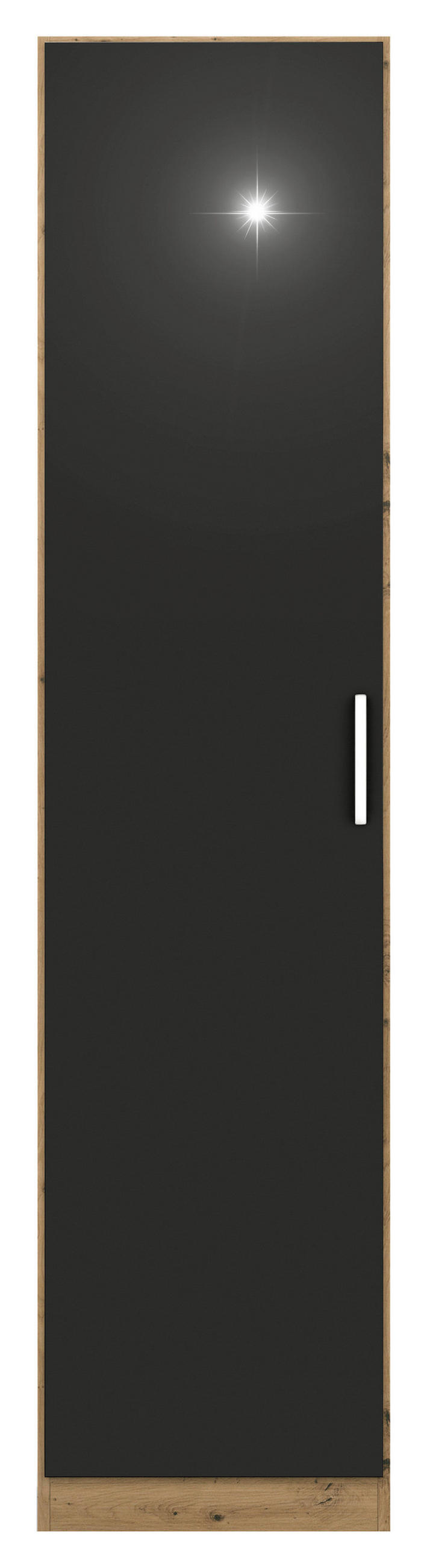 DREHTÜRENSCHRANK  in Eiche Artisan, Grau  - Chromfarben/Eiche Artisan, MODERN, Holzwerkstoff/Kunststoff (47/197/54cm) - Rauch Möbel