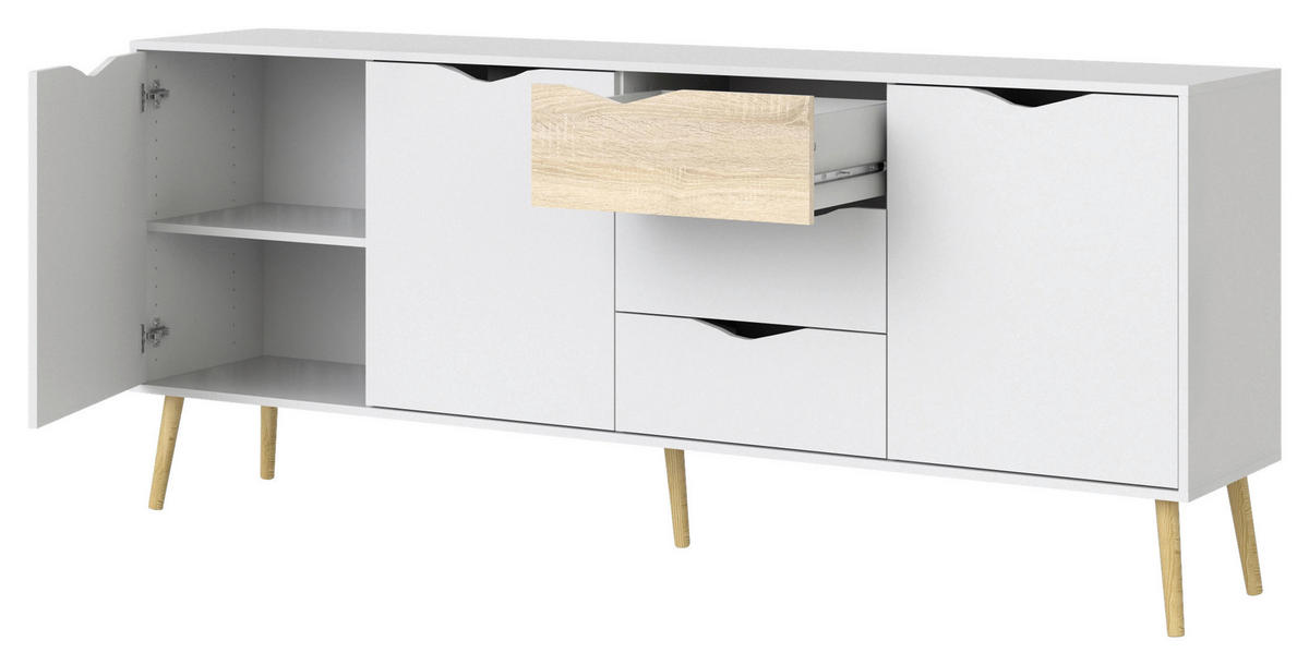 SIDEBOARD 195,7/81,7/39,1 cm  - vit/ekfärgad, Design, trämaterial/trä (195,7/81,7/39,1cm) - Best Price